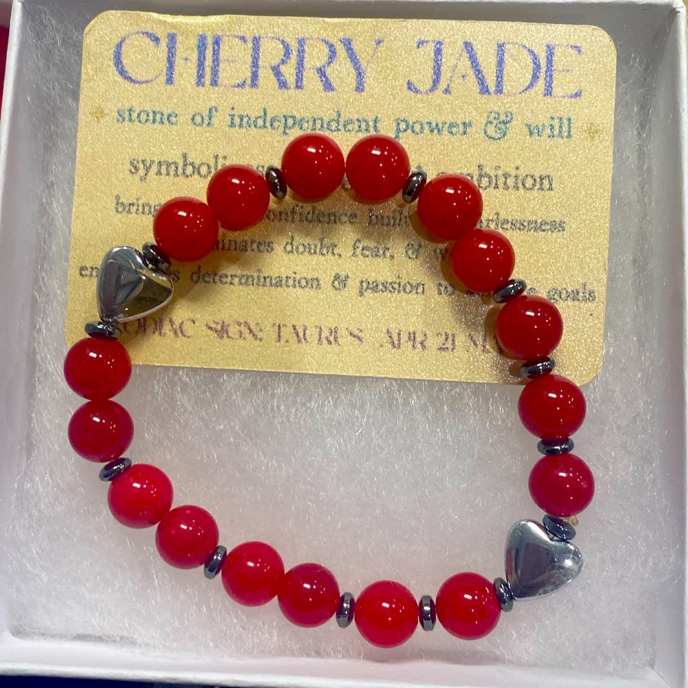 Handmade Cherry Jade Bracelet